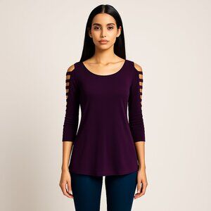 Sizzle purple ladder 3/4 sleeve top Size Large